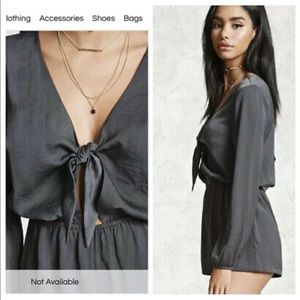 Olive Forever 21 Tie-Up Romper